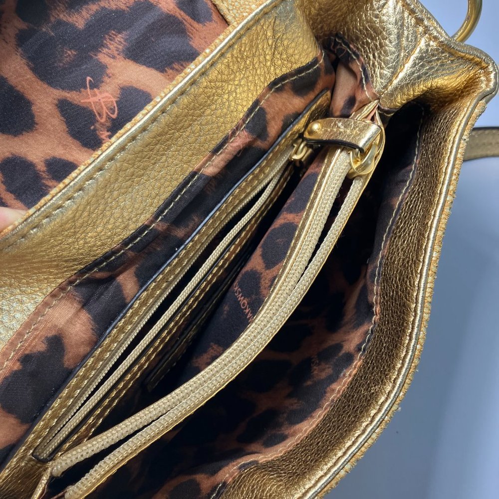 B Makowski Gold Leather medium Shoulder Strap bag NEW - Picture 4 of 4